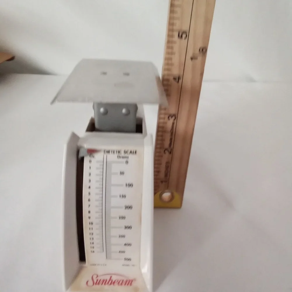 Sunbeam Dietetic Scale Model 160-1 Vintage White Mechanical Food Scale 16oz 500g